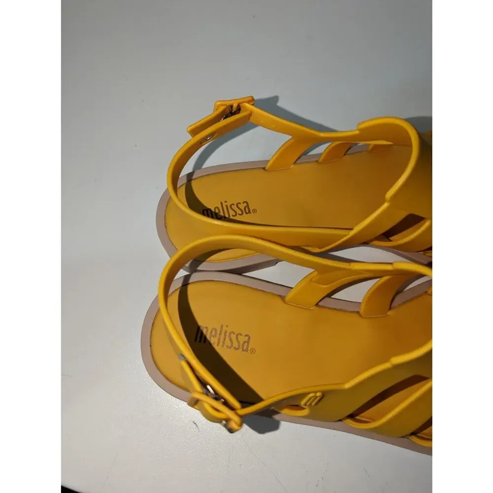Melissa Boemia Sandal Yellow Open Front Fisherman Gladiator Style Size 9 NWOT